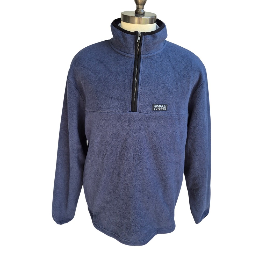 Gramicci Outdoor Blue Fleece Polyester Quarter Zip Pullover Sweater XL‎ Mens VTG